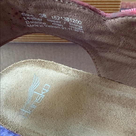 Dansko Burgundy Leather Cross-Strap Slingback Sandals - Picture 2 of 7